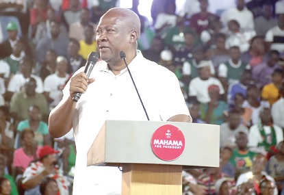 John Mahama (right) answering questions at the townhall meeting. Picture: ELVIS NII NOI DOWUONA