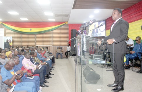Rev. John Ntim Fordjour (right), a Deputy Minister of Education, launching the Ghana Teacher Prize 2024 in Accra. Picture: ESTHER ADJORKOR ADJEI 