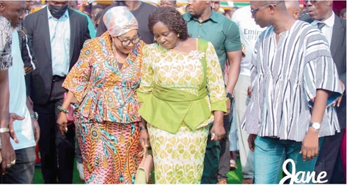  Lordina Mahama (left) and Prof. Naana Jane Opoku-Agyemang, running mate of John Mahama, NDC flag bearer, at the Beko Bono Festival 