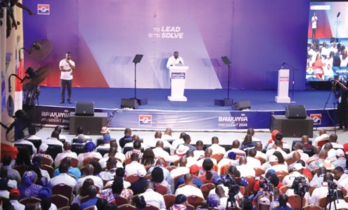  Dr Mahamudu Bawumia addressing party faithful at the manifesto launch
