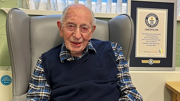 John Alfred Tinniswood was declared the oldest living man by Guinness World Records in April. Guinness World Records via Reuters