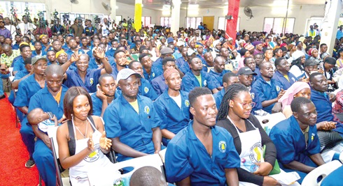 Some of the beneficiaries of the YEA skills training programme
