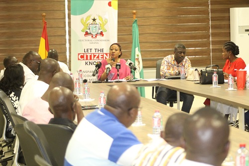  Jean Mensa, Chairperson of the Electoral Commission, addressing the press.  Picture: ESTHER ADJORKOR ADJEI 