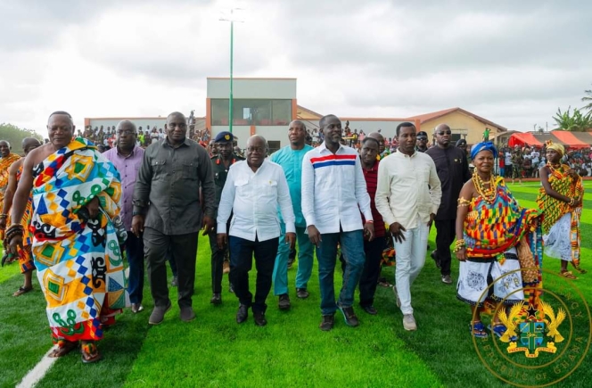 President Akufo-Addo launches AstroTurf pitch in Central Region