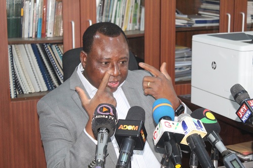 Dr Joseph  Whittal, Commissioner of Commission on Human Rights and Administrative Justice, briefing the media on commissioners monitoring this year's presidential election at the Head Office in Accra. Pictures: ESTHER ADJORKOR ADJEI 