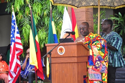 Justice Barima Yaw Kodie Oppong, Director, Ghana School of Law &amp; Legal Education, addressing the graduates