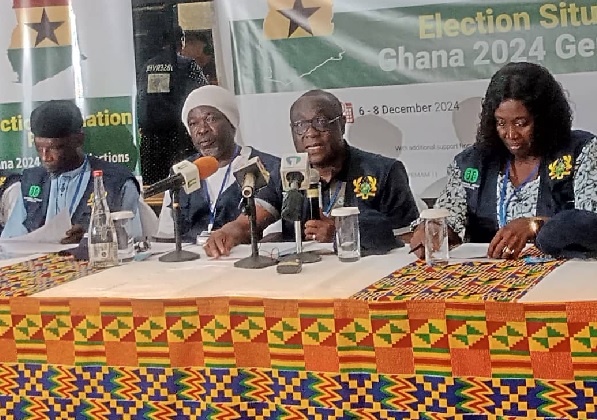 Rev. Dr Ernest Adu-Gyamfi (second from right) addressing the press