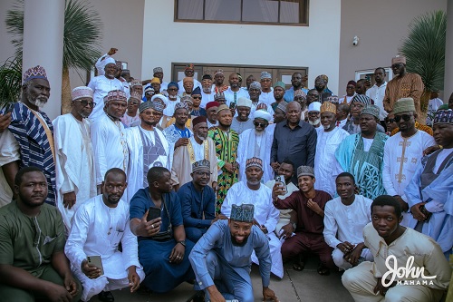 John Mahama (arrowed), President-elect, with Sheikh Usmanu Nuhu Sharubutu (5th from right), National Chief Imam, and his entourage