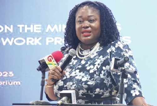 Diana Asonaba Dapaah (inset), Deputy Attorney-General and Minister of Justice, swearing in new members of the association