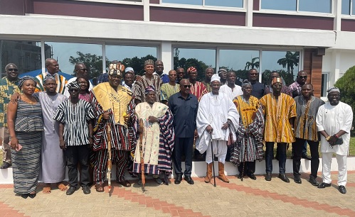 John Mahama, President-elect, with members of the Yagbonwura’s delegation after the meeting in Accra