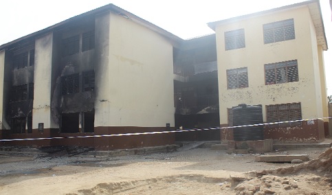 Kwashieman Cluster of Schools that was gutted by fire in the early hours of yesterday where the Ablekuma North ballot boxes were stored. Picture: ESTHER ADJORKOR ADJEI 