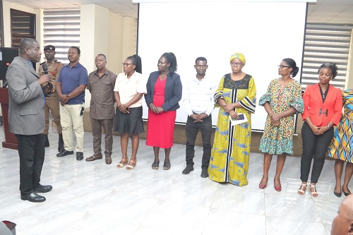 Prince Kwame Newman (left), Coordinating Director, Greater Accra Regional Coordinating Council, inaugurating the Regional Climate Change Steering Committee. Picture: ELVIS NII NOI DOWUONA 