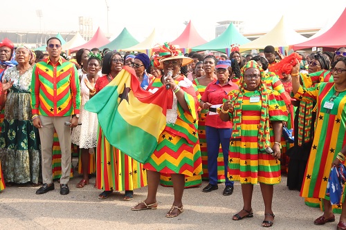  Gifty Affenyi Dadzie (arrowed), National Prayer Director, Aglow International, leading the National Thanksgiving Service at the Independence Square in Accra. Picture: ELVIS NII NOI DOWUONA