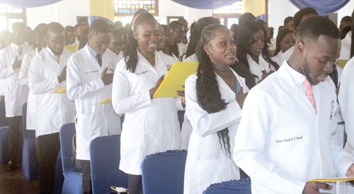 The Medical and Dental Students taking  the oath of allegiance. Picture: ERNEST KODZI