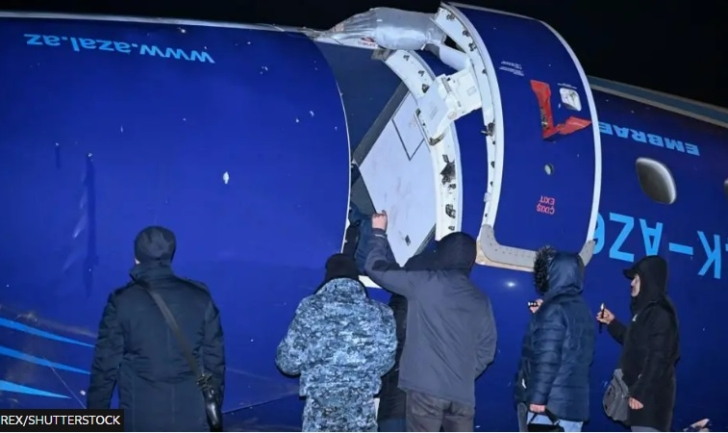 Damage to the plane's was visible in the wreckage near Aktau