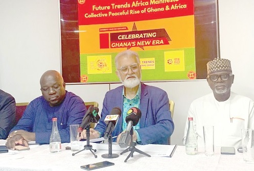 Dr Farzam Kamalabadi (middle), Founder and President of Future Trends International, making a point during the press conference