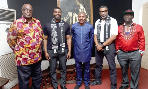Michael S. Regan (2nd from left),  the Environmental Protection Agency Administrator of the USA, Derrick Johnson (2nd from right), the President and CEO of the National Association for the Advancement of Colored People,  Japheth Aryiku (middle), the Executive Director of the W.E.B. Du Bois Museum Foundation, and Fritz Baffour (left), Communication Consultant