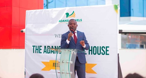 Gideon Asare, Managing Director of Adansi Travels, speaking at the inauguration of the new office