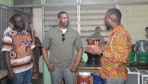 Ferdinand Tornyie (right), Research Scientist, CSIR-IIR, having a chat with Michael S. Regan (middle), US EPA Administrator, and Dr Francis Boateng Agyenim (left), the Director of the Institute of Industrial Research, Council for Scientific and Industrial Research, Ghana. Picture: ESTHER ADJORKOR ADJEI