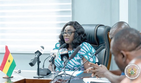 Dr Freda Akosua Prempeh, the Minister of Sanitation and Water Resources, speaking at the press conference