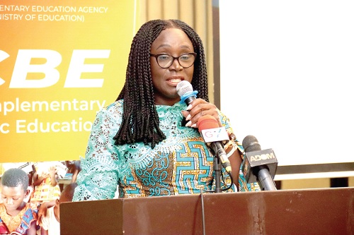 Mrs Gifty Twum-Ampofo (left), a Deputy Minister of  Education,  addressing the participants