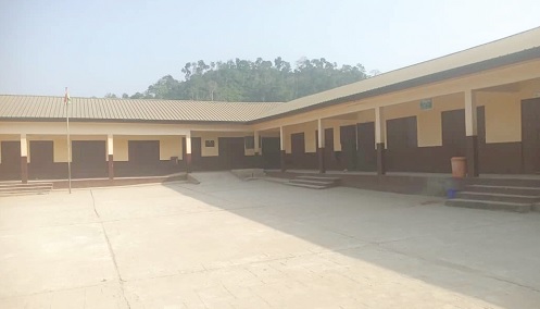 The rehabilitated six-unit classroom block for the Ahwenease Primary School