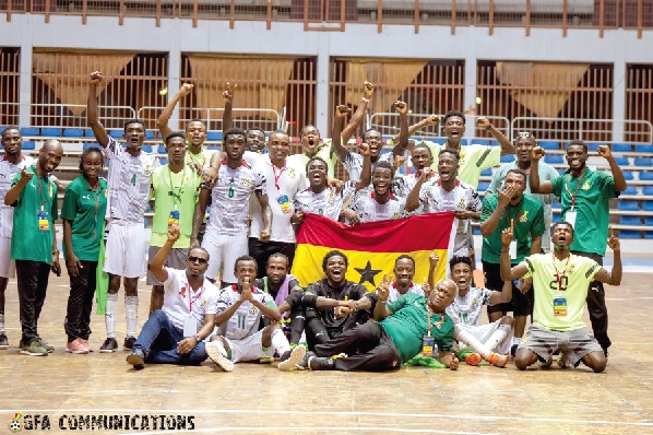 Ghana’s Futsal team celebrating after their victory
