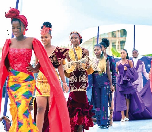 Some of the designs of the graduates on display at the fashion show
