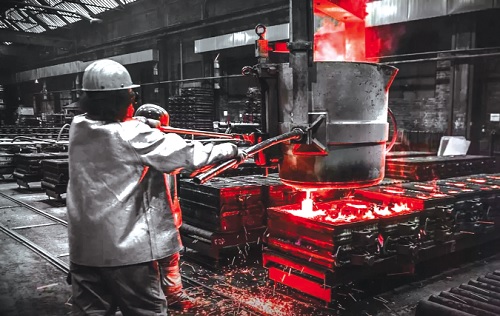 A worker in a foundry