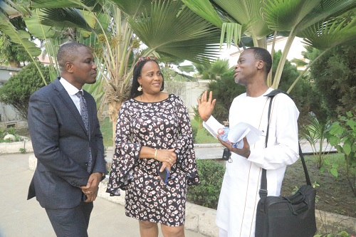 Dr Antoinette Tsiboe-Darko (middle), Executive Director, Danquah Institute, Dr Frank Bannor (left), Development Economist and head of Research, Danquah Institute, and Dr George Domfe, member of the Institute, interacting after the press conference