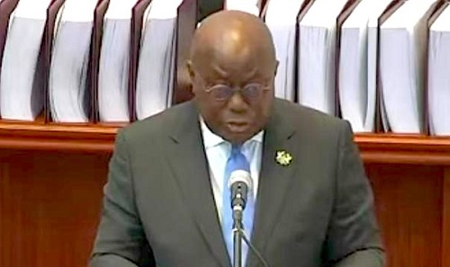 Nana Addo Dankwa Akufo-Addo, President of Ghana, addressing joint sitting Parliament. Screenshot: GIS