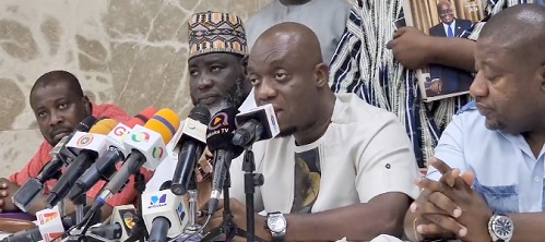 Justin Koduah Frimpong (2nd from right), General Secretary, NPP, making the announcements yesterday