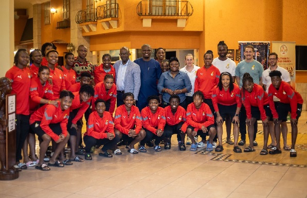 Mr Mustapha Yussif, Kurt E S Okraku and Gifty Oware-Mensah with the team after the visit
