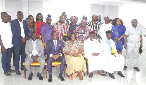 Rev. Dr Ernest Adu-Gyamfi (2nd from left), National Peace Council (NPC) Board Chairman; Sheikh Armiyawo Shaibu (right), Spokesperson for the National Chief Imam; George Amoh (left), Executive Secretay, NPC; Joana Adzoa Opare (middle), member, Governing Board, NPC, and Sheikh Salman Mohammed Alhassan (2nd from right), Board member of the NPC, with some participants. Picture: ESTHER ADJORKOR ADJEI