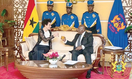 President Akufo-Addo (right) proposing a toast to Polly Loannou, Ambassador, Republic of Cyprus President Akufo-Addo (right) proposing a toast to Polly Loannou, Ambassador, Republic of Cyprus