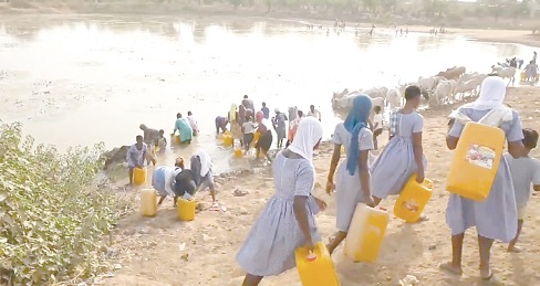 Some students in search of water Some students in search of water