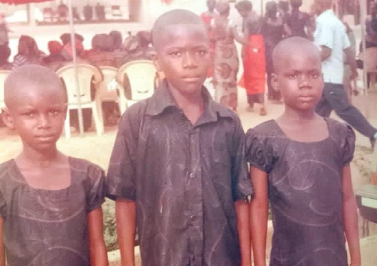 Ernest Antwi (middle) with his siblings, Victoria Yamboa (right) and Beatrice Botwe