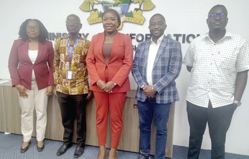  Greater Accra GJA executive members with Fatimatu Abubakar (middle), Minister of Information, after the courtesy call