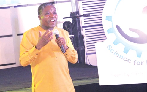 Professor Paul Bosu (left), the Director-General of Council for Scientific and Industrial Research (CSIR), speaking during the CSIR Science Impact Fund Raising