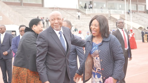 Shirley Botchwey (right) with Nangolo Mbumba, Namibian President, at the opening of the event in Namibia