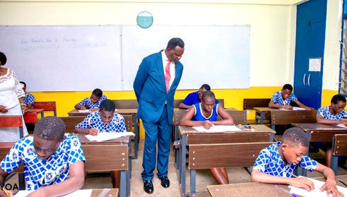 Dr Yaw Osei Adutwum, Minister of Education, at the examination centre