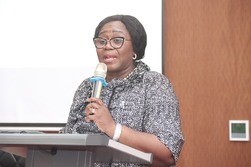 Justice Gertrude Sackey Torkornoo (inset), Chief Justice, speaking at the launch. Picture: ELVIS NII NOI DOWUONA 