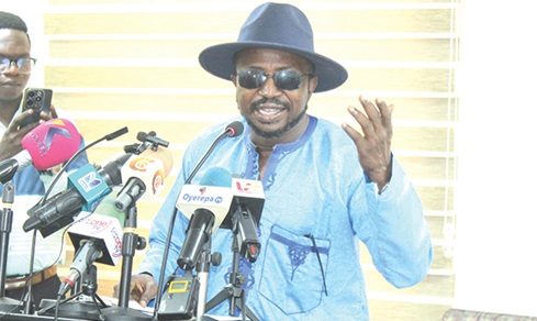 Stephen Atubiga addressing the media