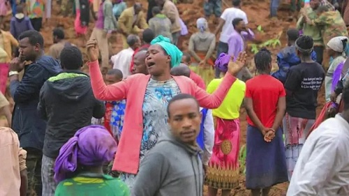 Footage showed hundreds of people gathered at the scene