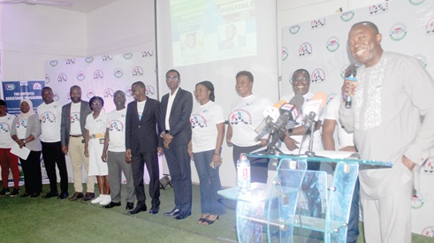 Dr Opoku Ware Ampomah (right), Chief Executive Officer, Korle Bu Teaching Hospital, inaugurating the Advisory Committee and Service Providers of the initiative. Picture: ESTHER ADJORKOR ADJEI 