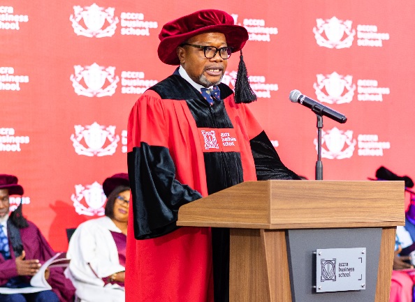Bishop Dr Gideon Titi-Ofei speaking during the graduation ceremony