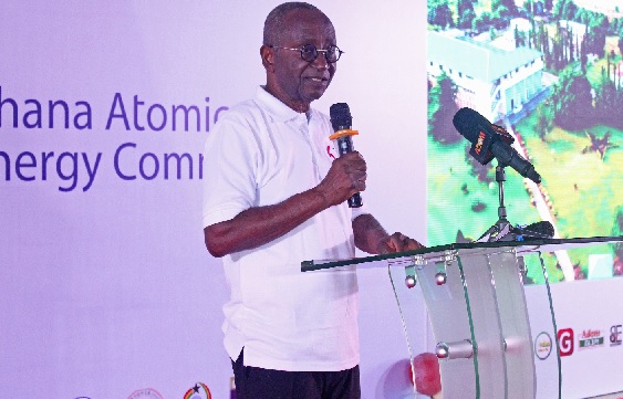  Dr Kwaku Aning, Board Chair, GAEC, addressing participants in the 60th anniversary launch. Picture: ERNEST KODZI