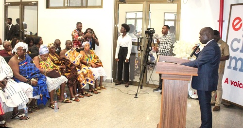 Dr Wifred Ochan (right), Country representative of UNFPA, delivering his keynote address