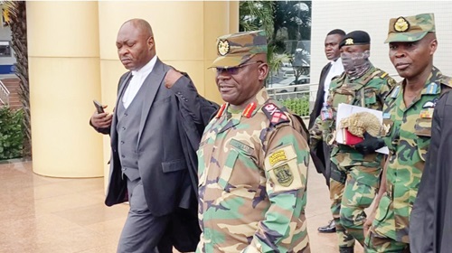  Lt Gen. Thomas Oppong-Peprah (2nd from left), Chief of Defence Staff, leaving the High Court after the proceedings