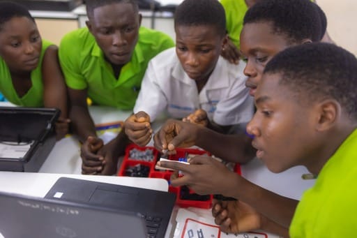 Some of the students partaking in robotic lessons
